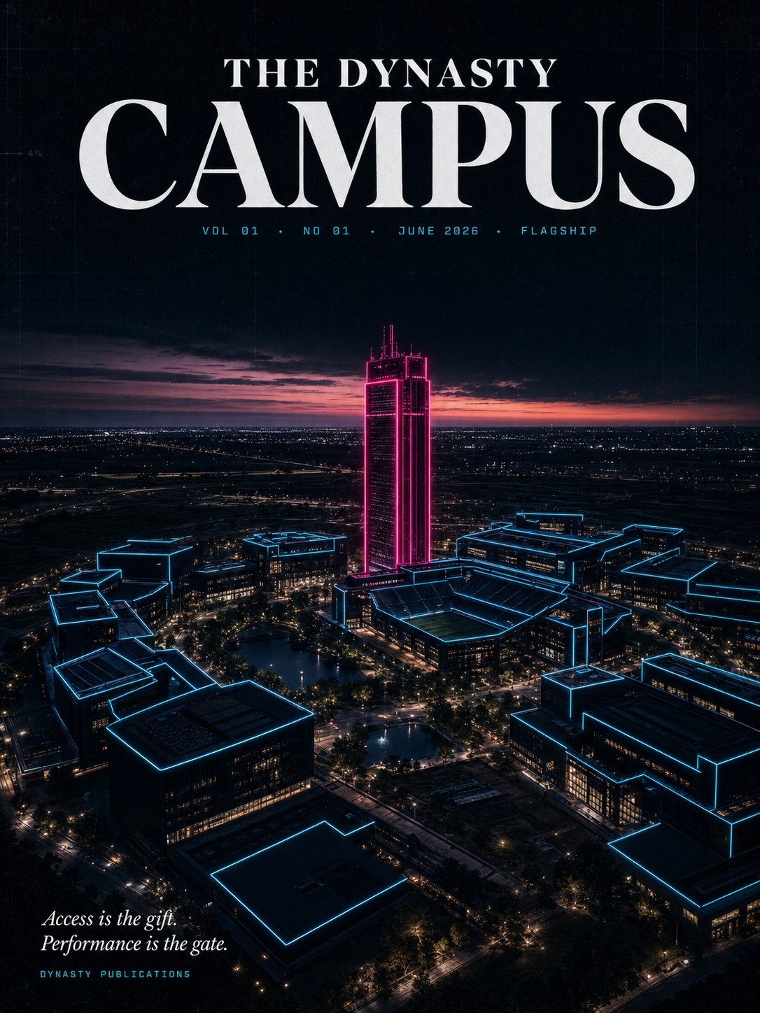The Dynasty Campus — Volume I, Issue 01 cover, brand spec v1.0